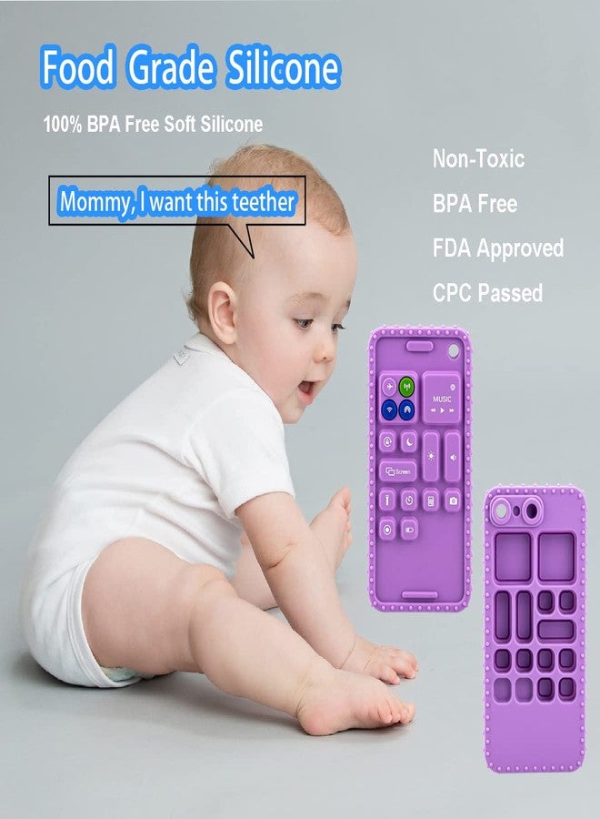 Besosay Baby Phone Teething Toys for Babies 0-3, 0-6, 6-12 Months | Soft Silicone Cell Phone Teethers Toys | Baby Fidget Toys 0-6 Months | Infant Teether for Breastfeeding Baby Boy Girl (Purple) - Image 2